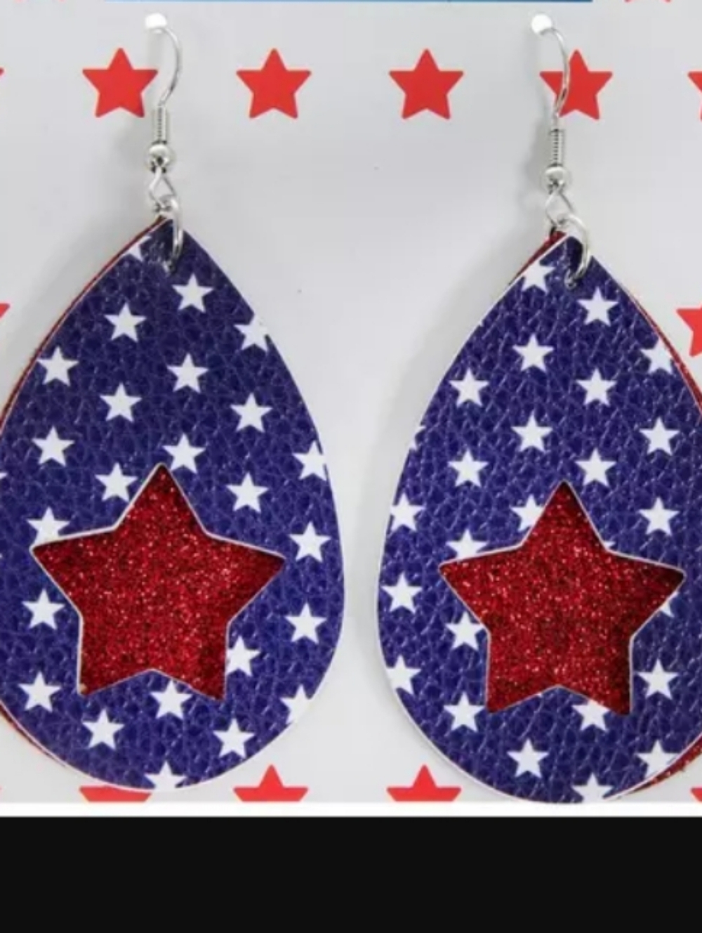 Teardrop Star ⭐ Earrings - ❤️🤍💙
